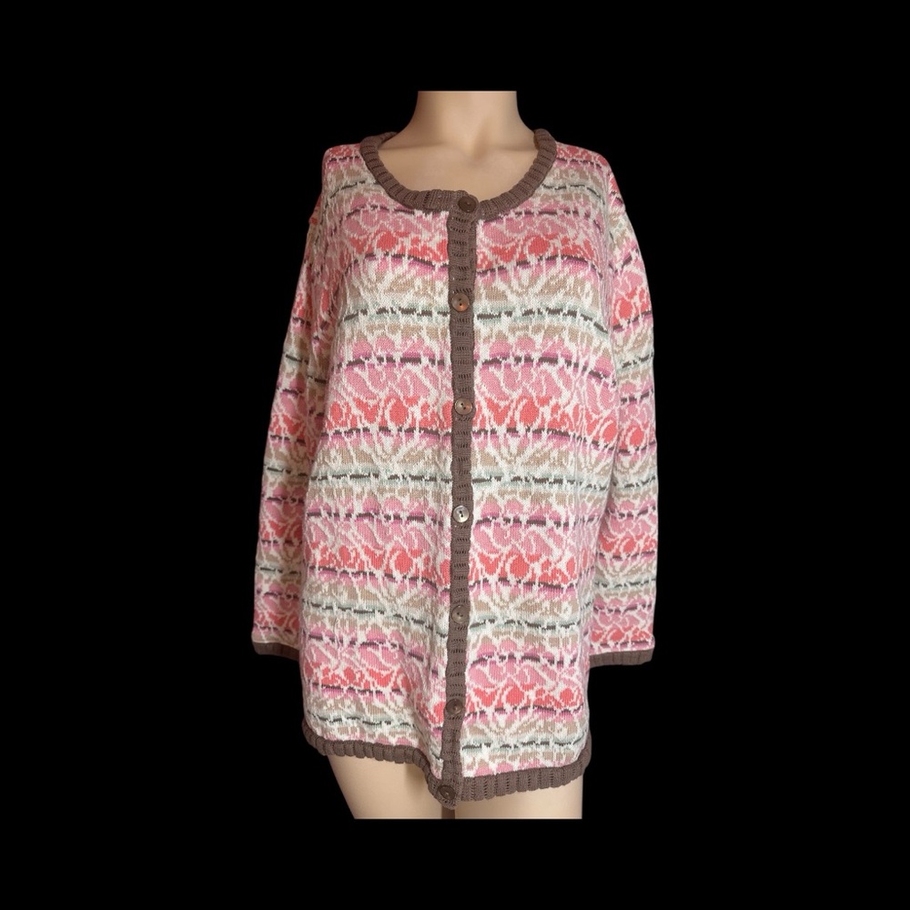 Appleseed's Limited Edition Multicolor Patterned Cotton Cardigan, 1X‎ ( 348)